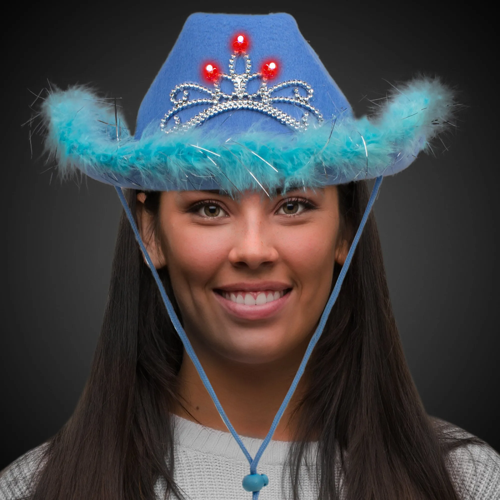 Best Windy City Novelties LED Blue Cowboy Hat with Tiara