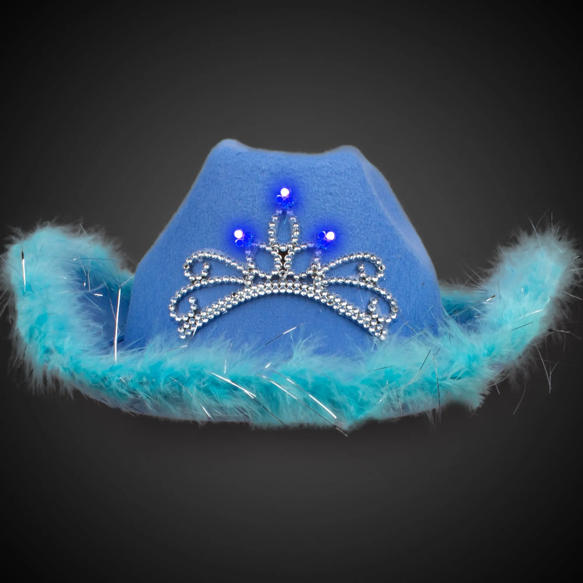 Best Windy City Novelties LED Blue Cowboy Hat with Tiara
