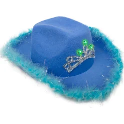 Best Windy City Novelties LED Blue Cowboy Hat with Tiara