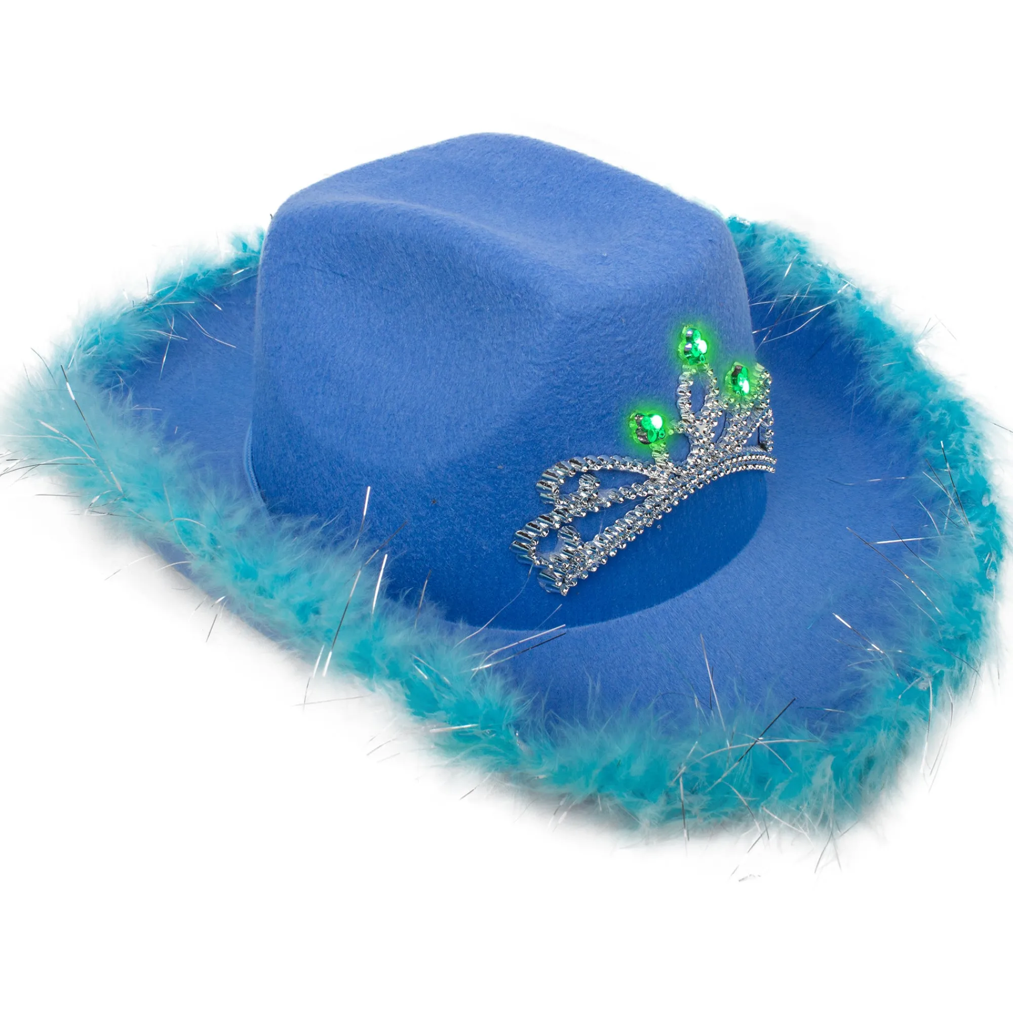 Best Windy City Novelties LED Blue Cowboy Hat with Tiara