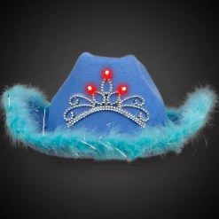 Best Windy City Novelties LED Blue Cowboy Hat with Tiara