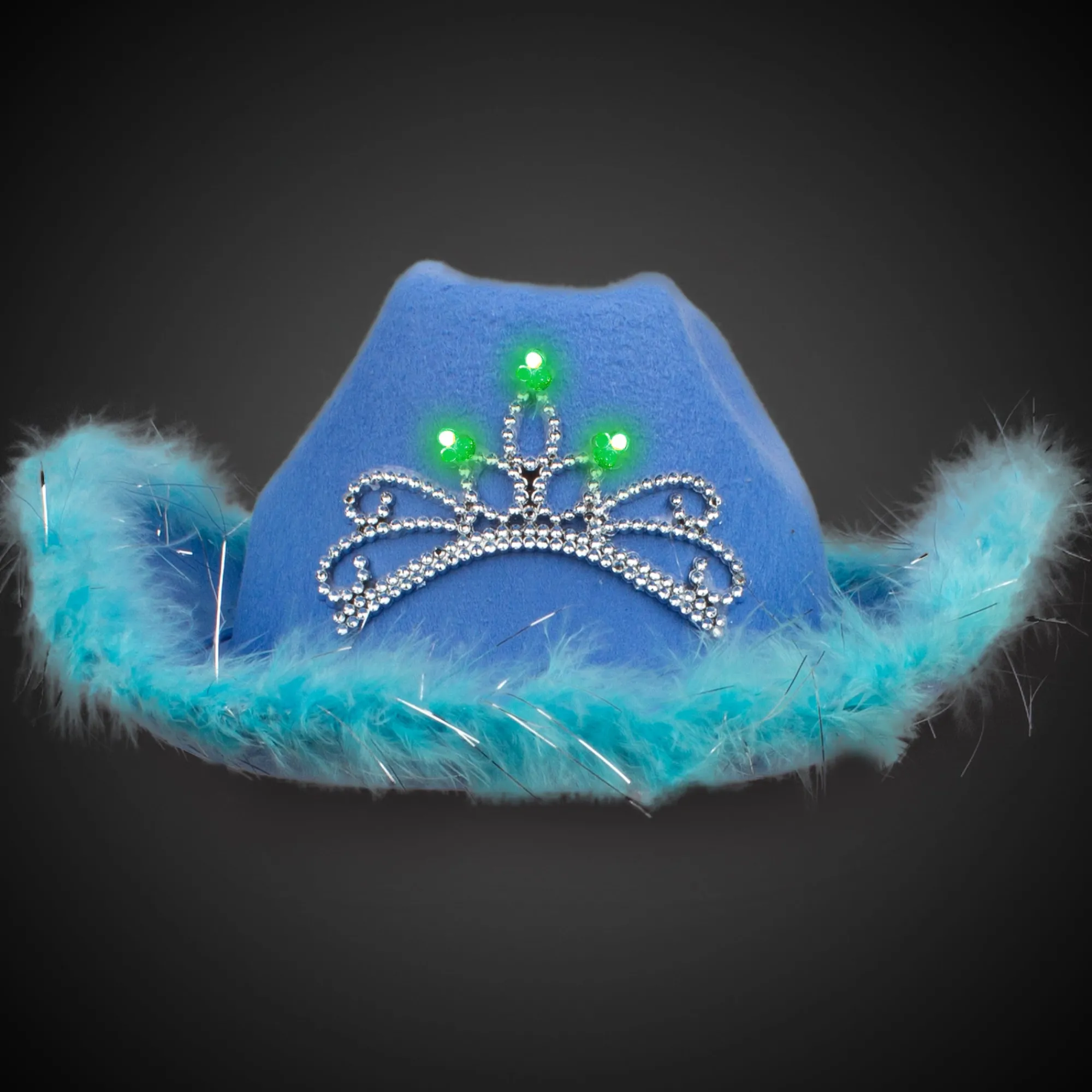Best Windy City Novelties LED Blue Cowboy Hat with Tiara