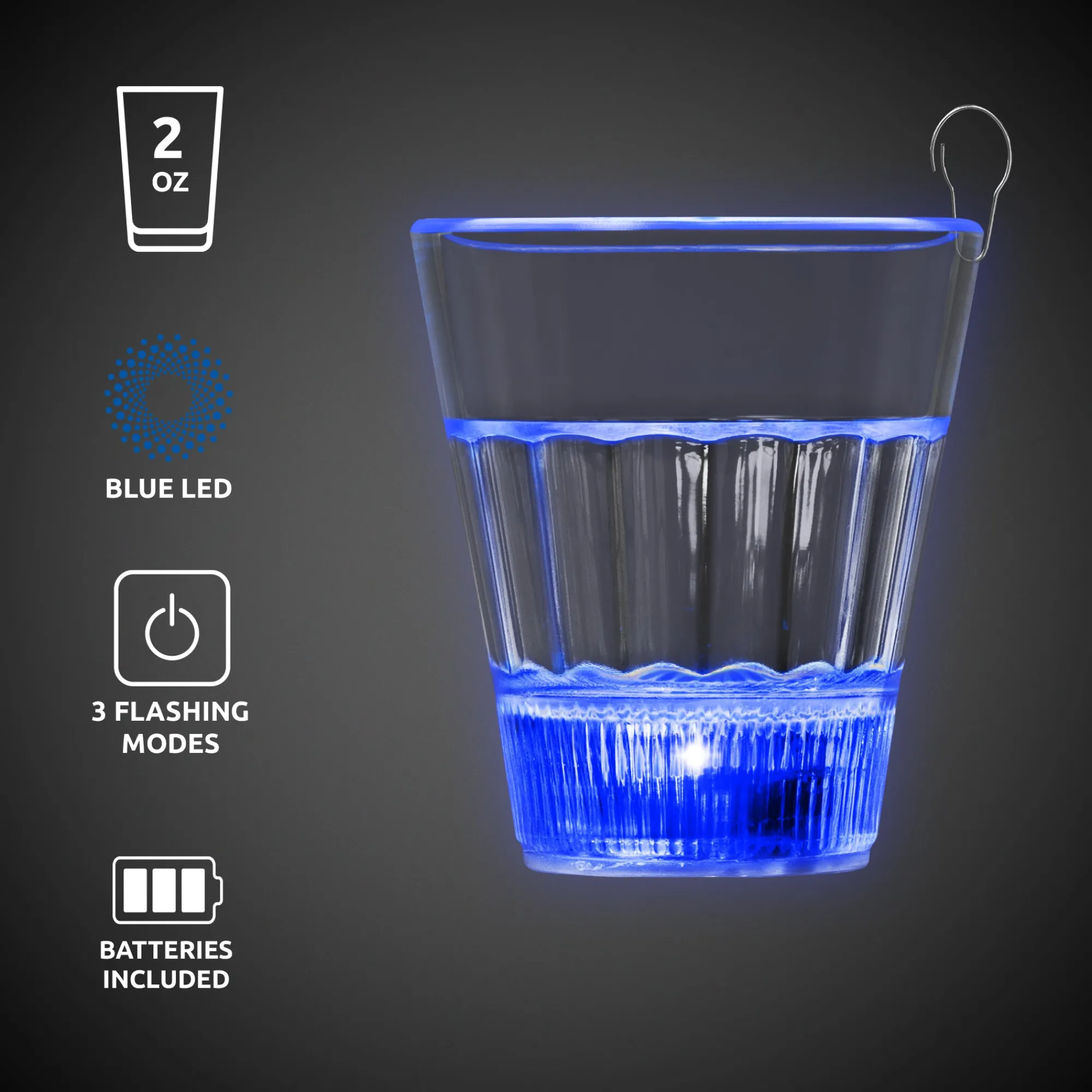 Clearance Windy City Novelties LED 2 oz. Shot Glass with Clip Blue