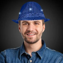 Online Windy City Novelties LED Sequin Fedora Hat Blue