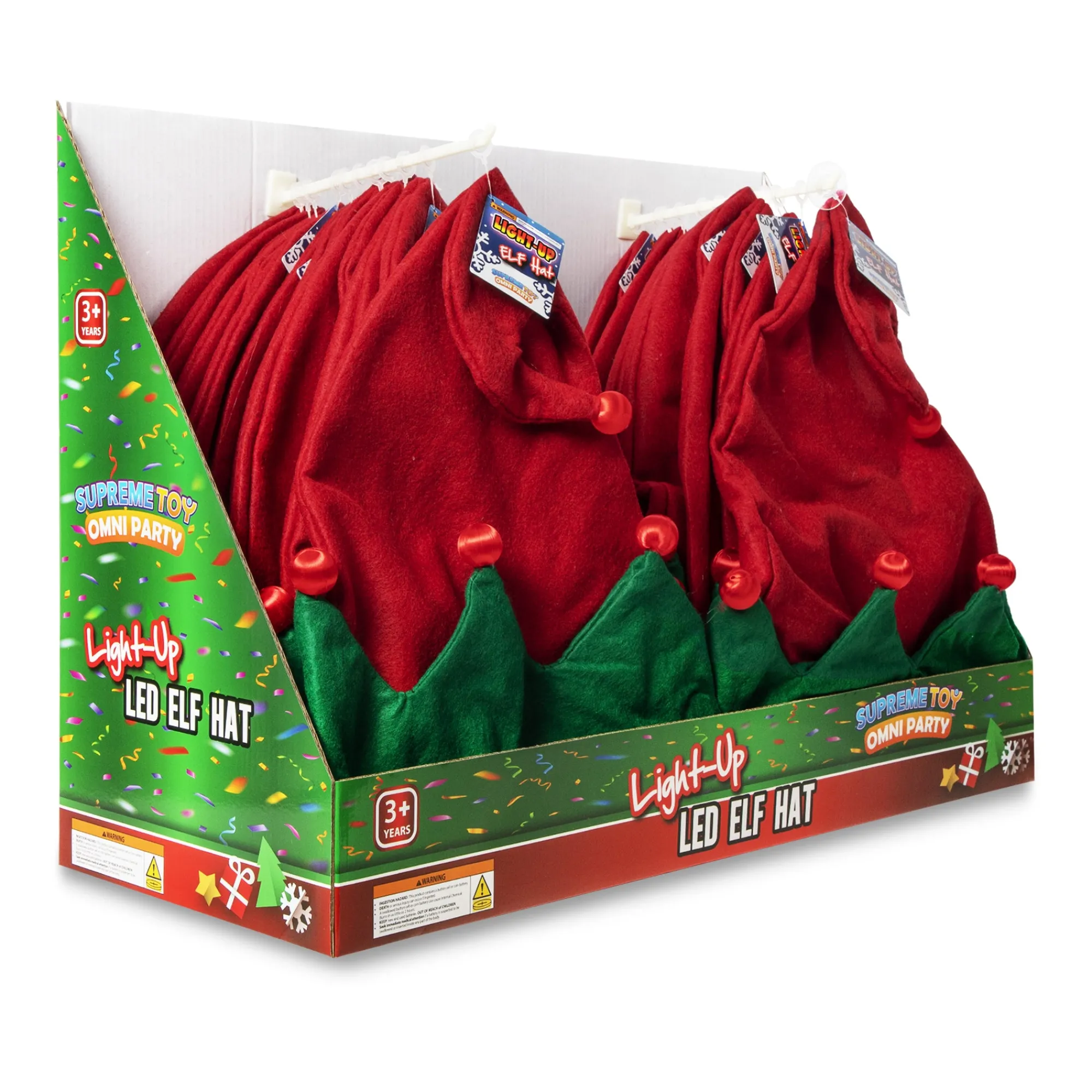 Clearance Windy City Novelties LED Elf Hats Retail Counter Display