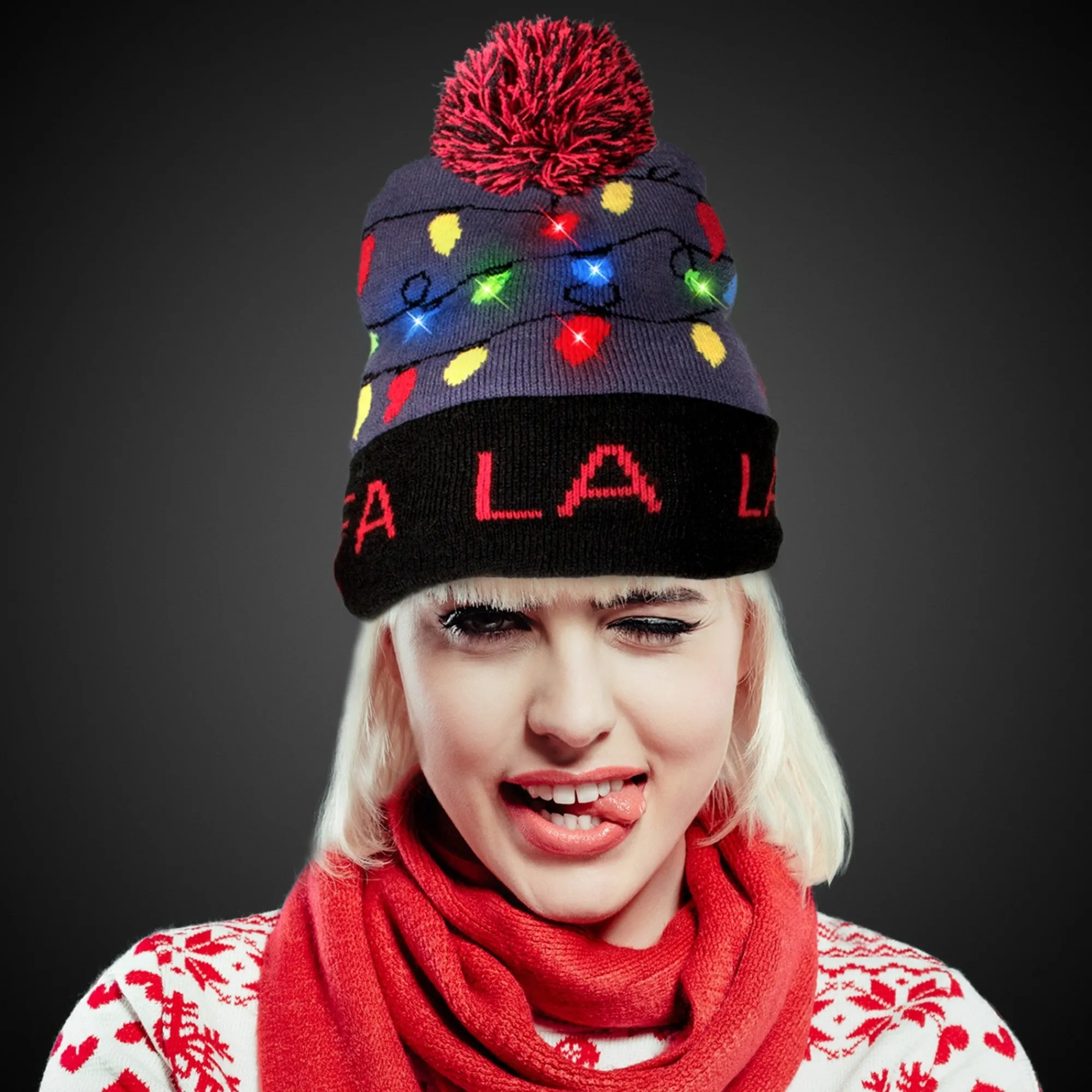 Windy City Novelties LED Fa La La Knit Beanie