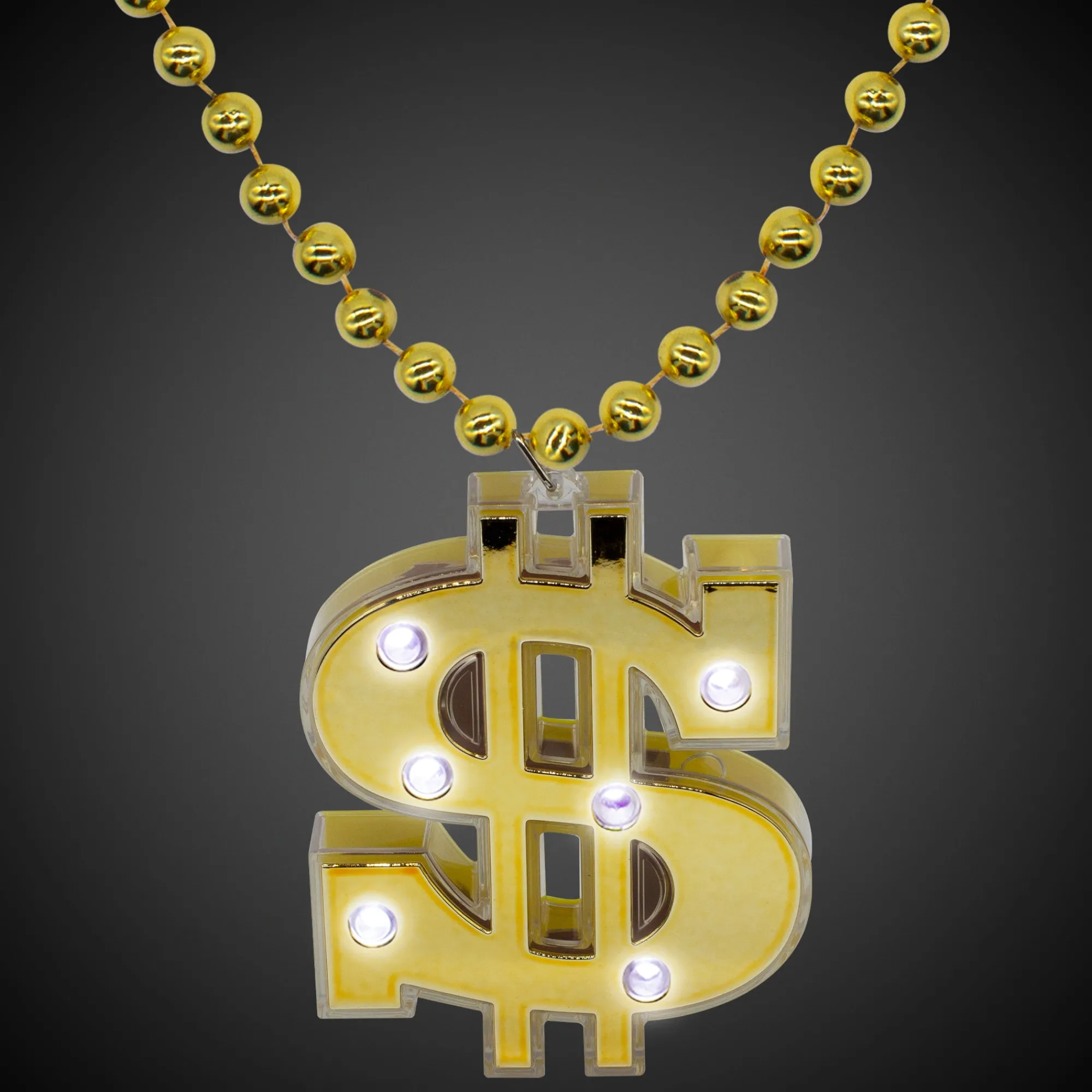 New Windy City Novelties LED Gold Dollar Sign Necklace