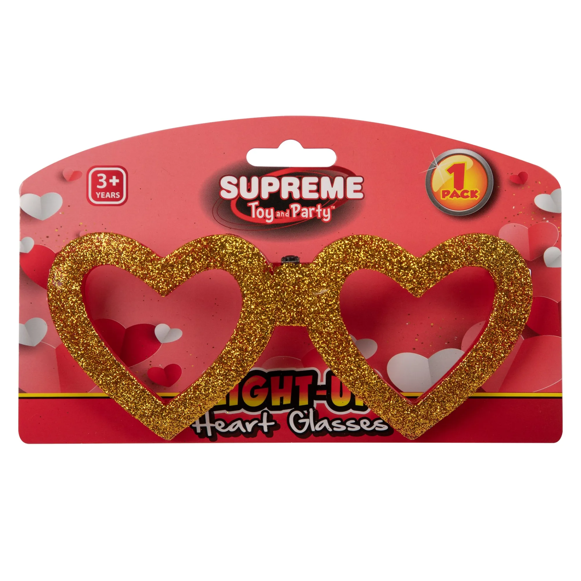 Clearance Windy City Novelties LED Heart Glitter Glasses Gold