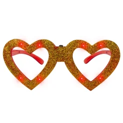 Clearance Windy City Novelties LED Heart Glitter Glasses Gold