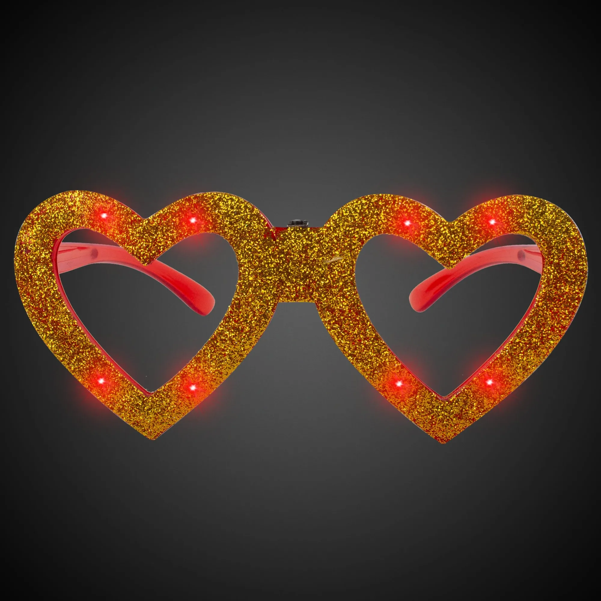 Clearance Windy City Novelties LED Heart Glitter Glasses Gold