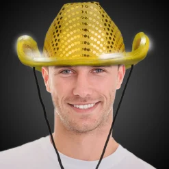 Sale Windy City Novelties LED Sequin Cowboy Hat Gold
