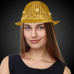 Clearance Windy City Novelties LED Sequin Fedora Hat Gold