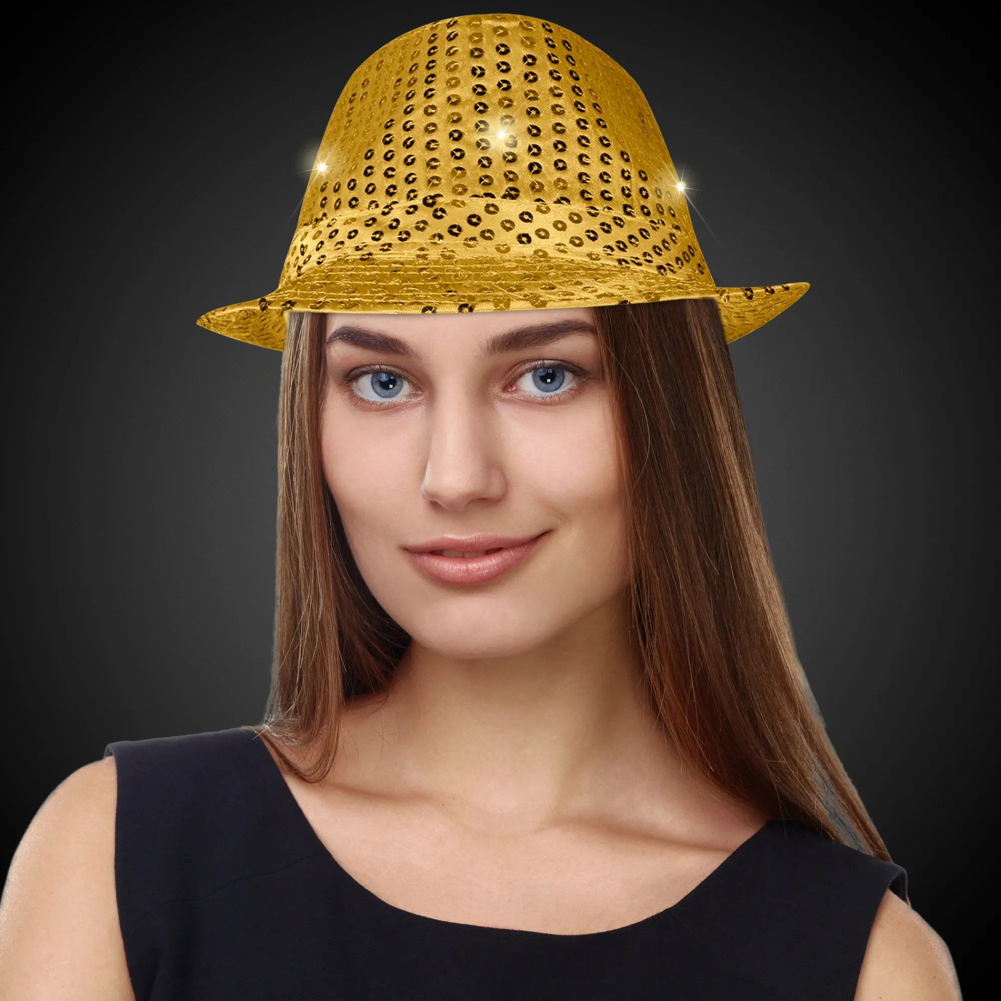 Clearance Windy City Novelties LED Sequin Fedora Hat Gold