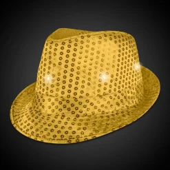 Clearance Windy City Novelties LED Sequin Fedora Hat Gold
