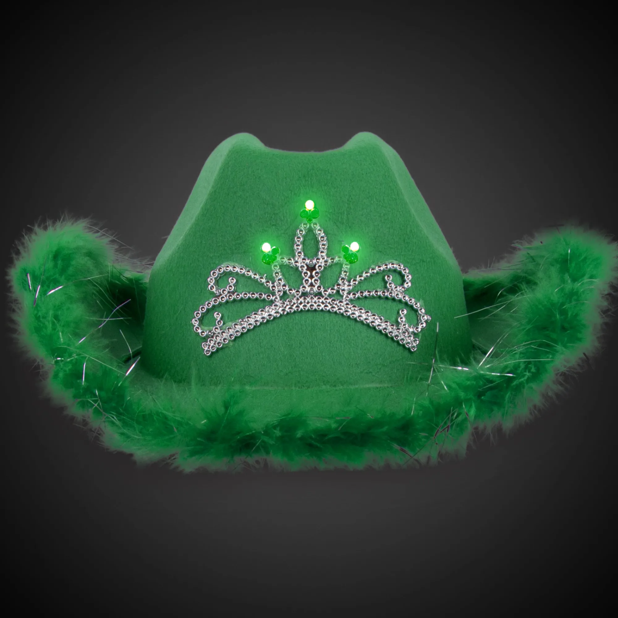 Clearance Windy City Novelties LED Green Cowboy Hat with Tiara