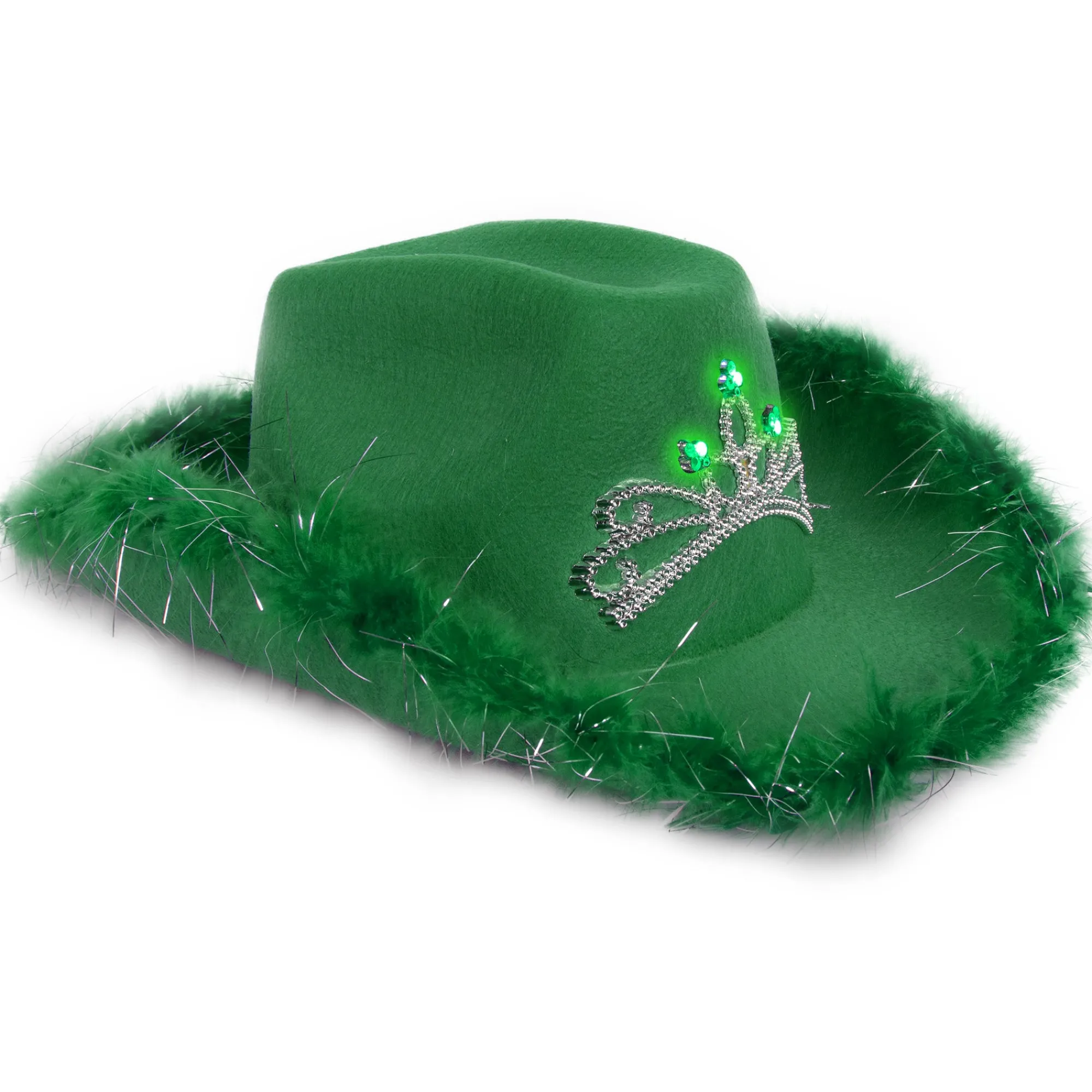 Clearance Windy City Novelties LED Green Cowboy Hat with Tiara
