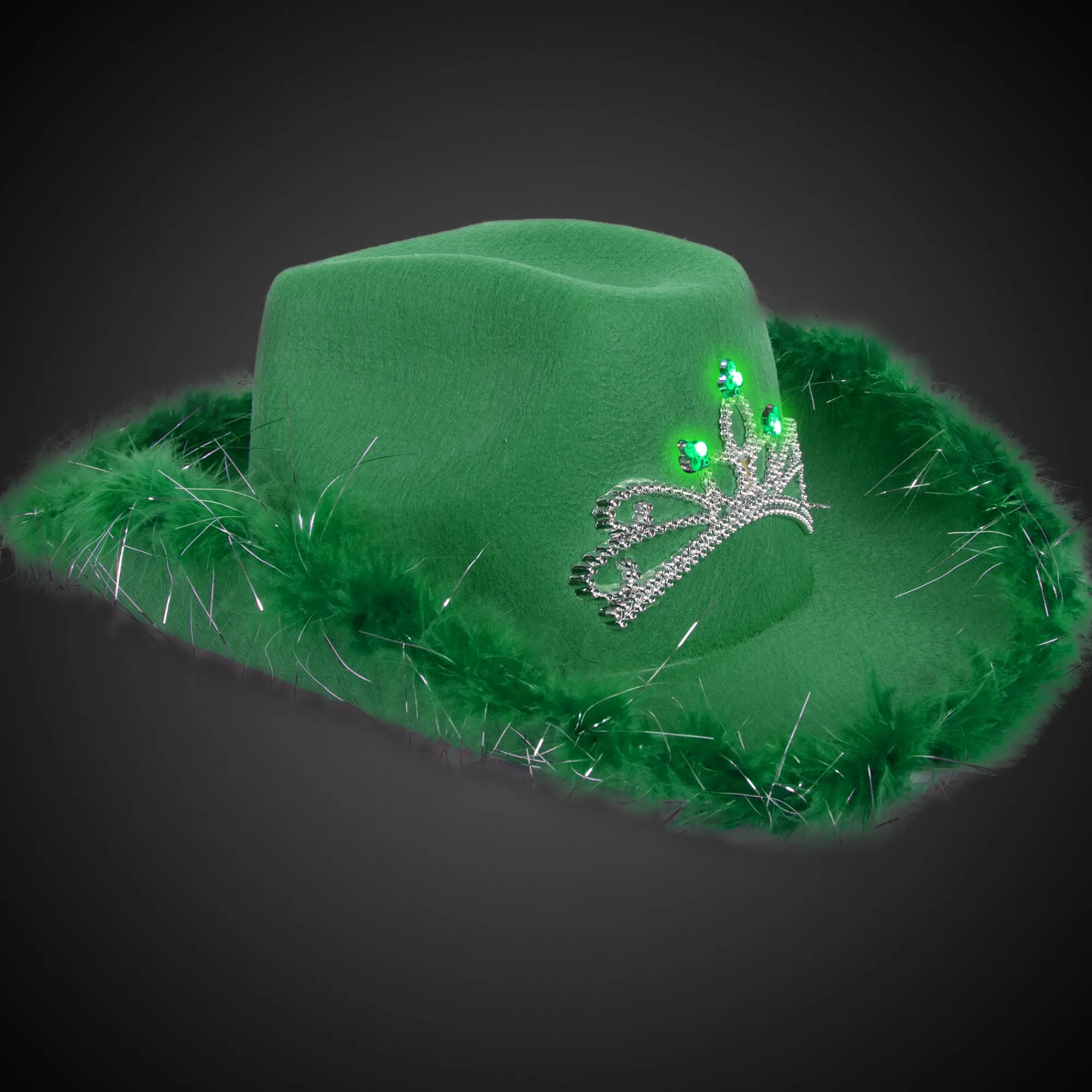 Clearance Windy City Novelties LED Green Cowboy Hat with Tiara