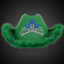 Clearance Windy City Novelties LED Green Cowboy Hat with Tiara