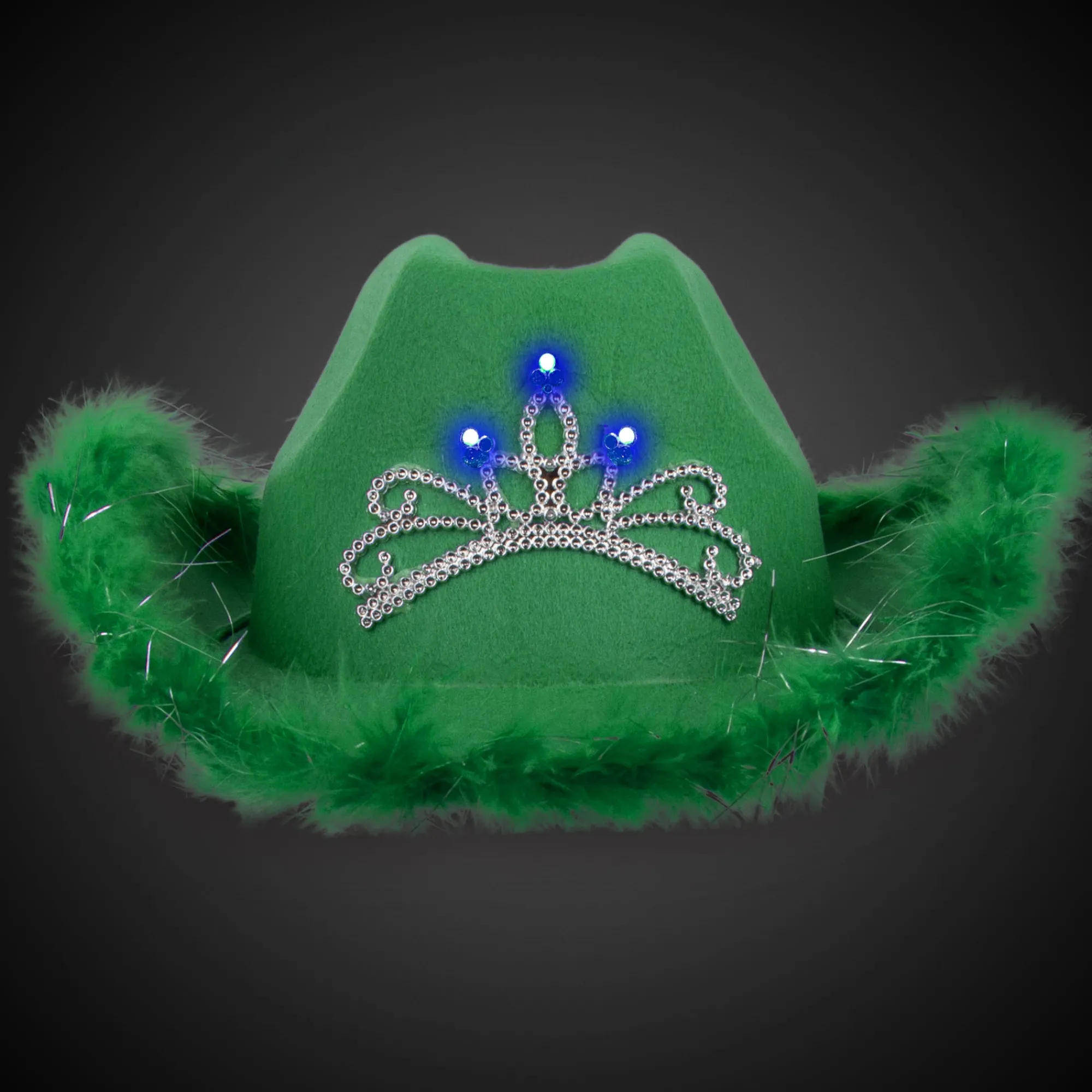 Clearance Windy City Novelties LED Green Cowboy Hat with Tiara