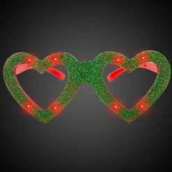 Discount Windy City Novelties LED Heart Glitter Glasses Green