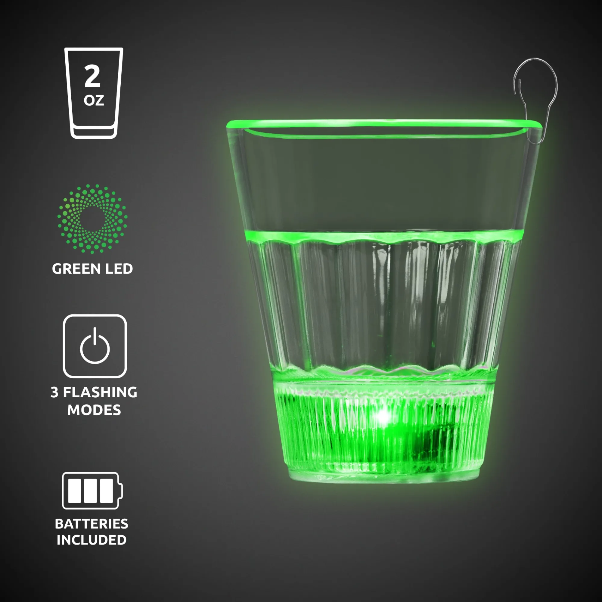 Hot Windy City Novelties LED 2 oz. Shot Glass with Clip Green