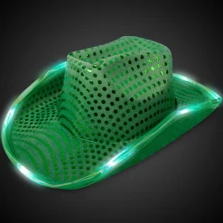 Sale Windy City Novelties LED Sequin Cowboy Hat Green