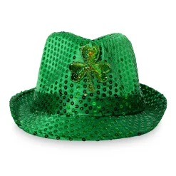 New Windy City Novelties LED Green Shamrock Sequin Fedora Hat