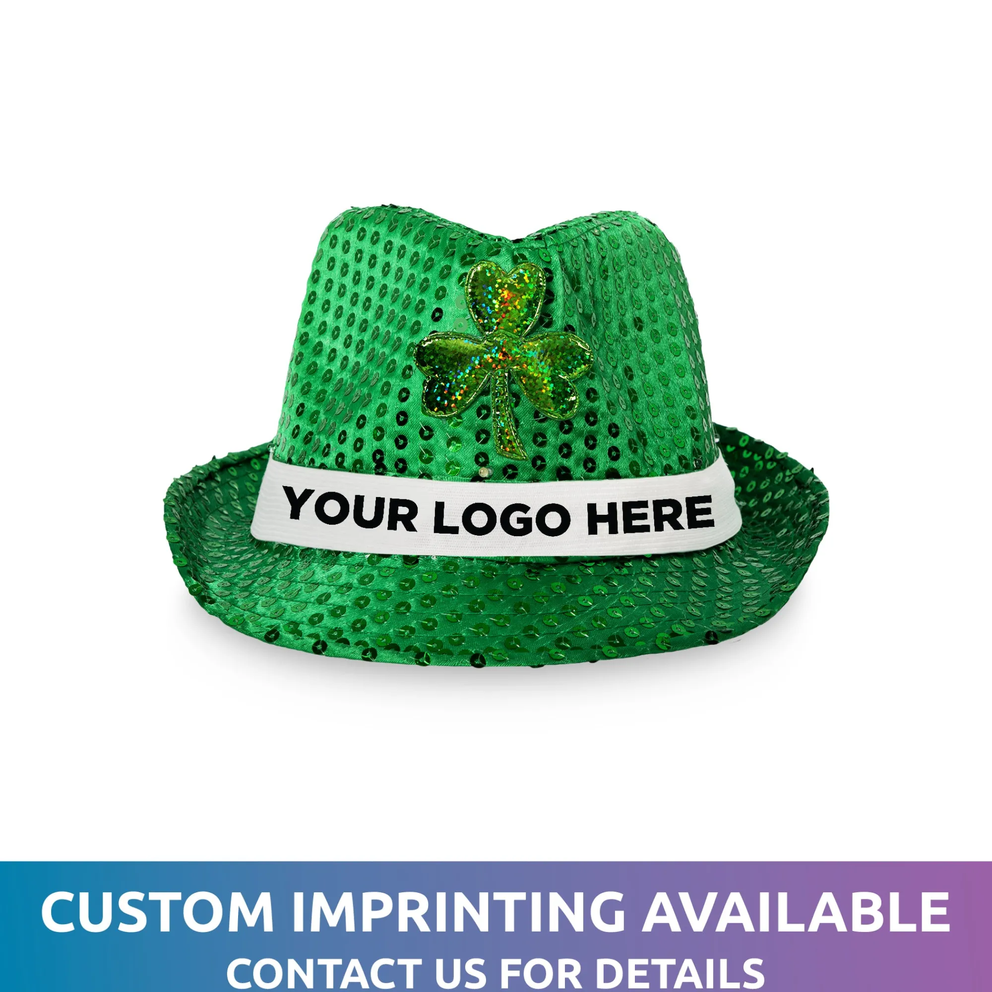 New Windy City Novelties LED Green Shamrock Sequin Fedora Hat