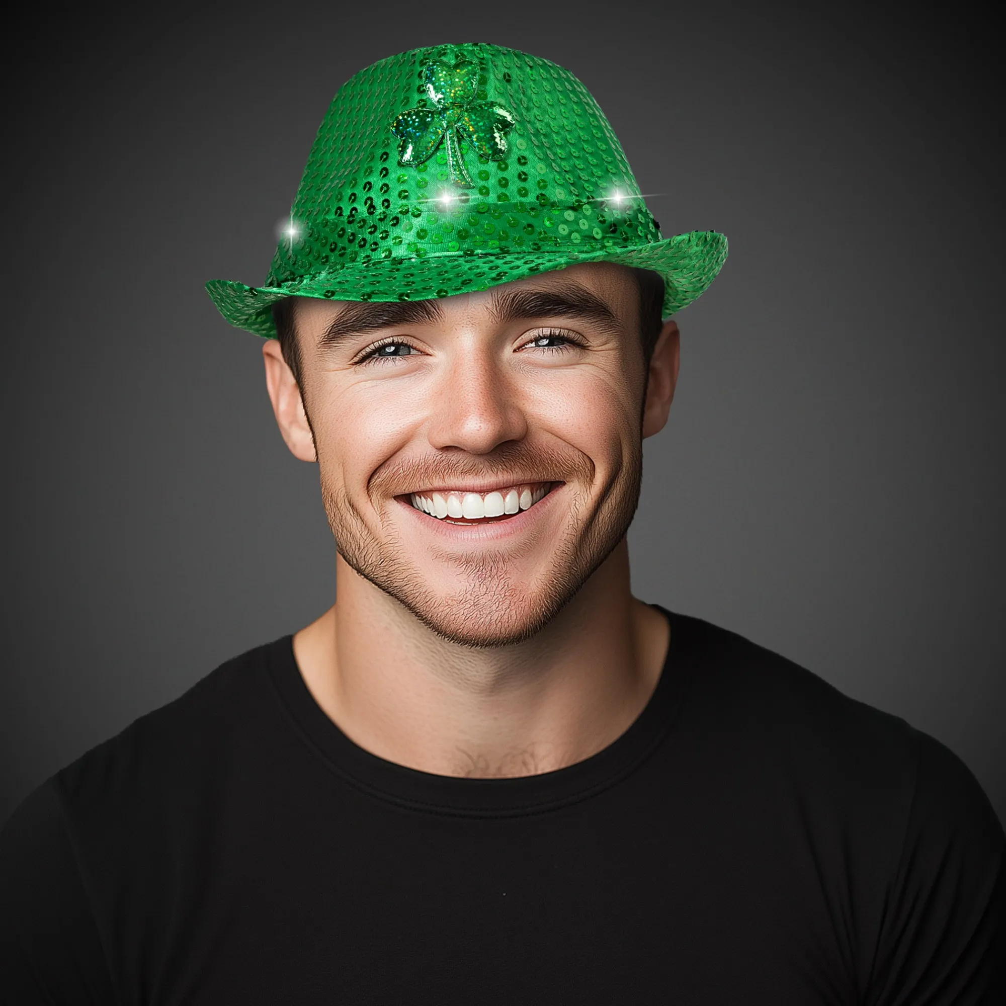 Best Windy City Novelties LED Green Shamrock Sequin Fedora Hats