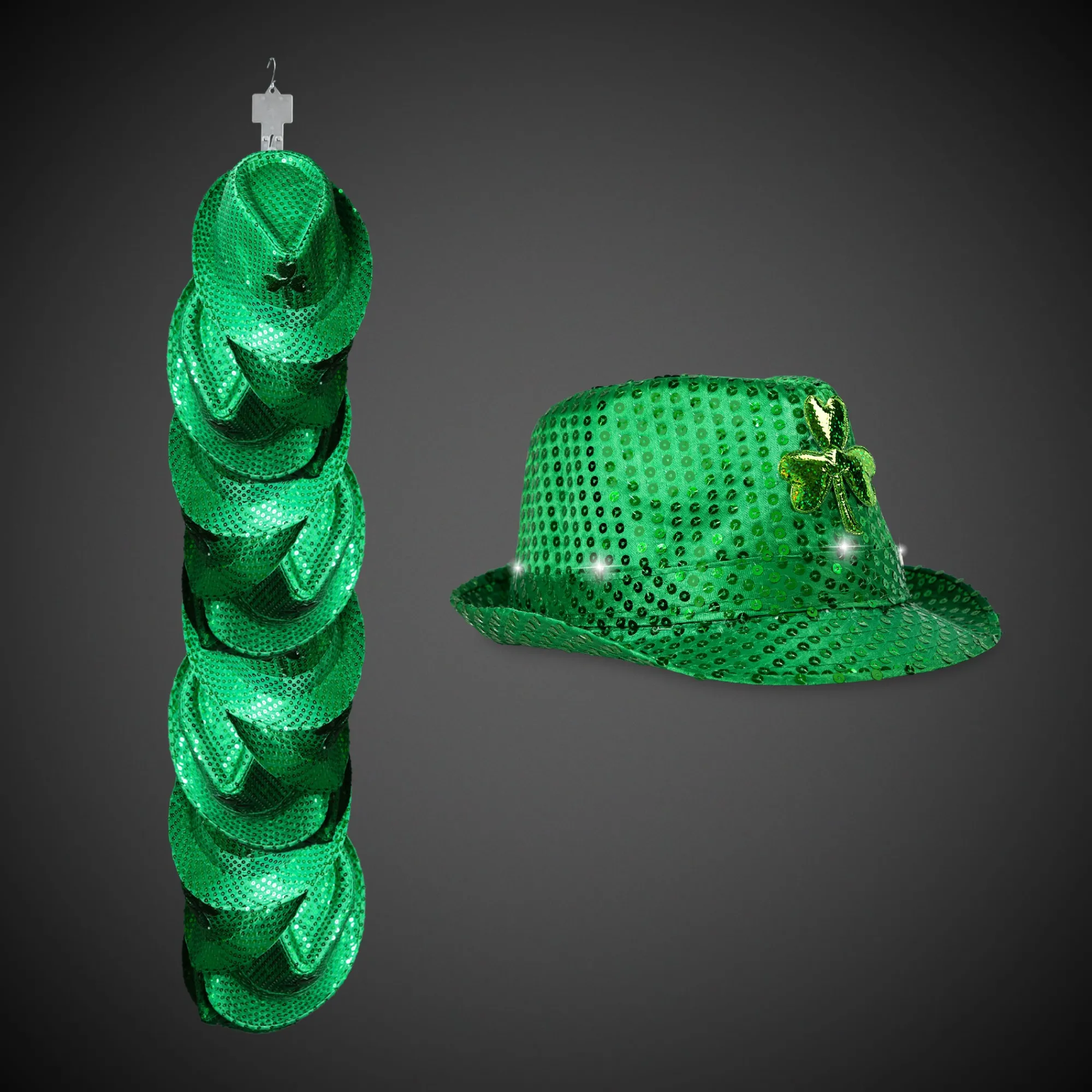 Best Windy City Novelties LED Green Shamrock Sequin Fedora Hats