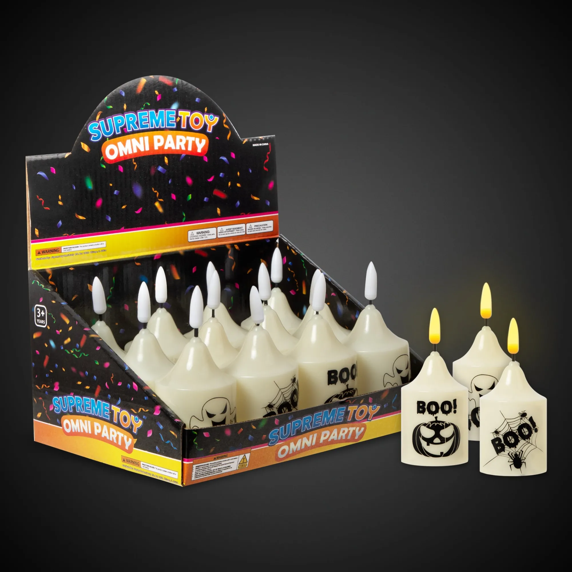 Hot Windy City Novelties LED Halloween Boo Candles Retail Counter Display