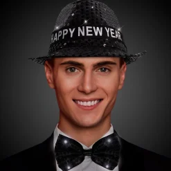 New Windy City Novelties LED Happy New Year Black Fedora