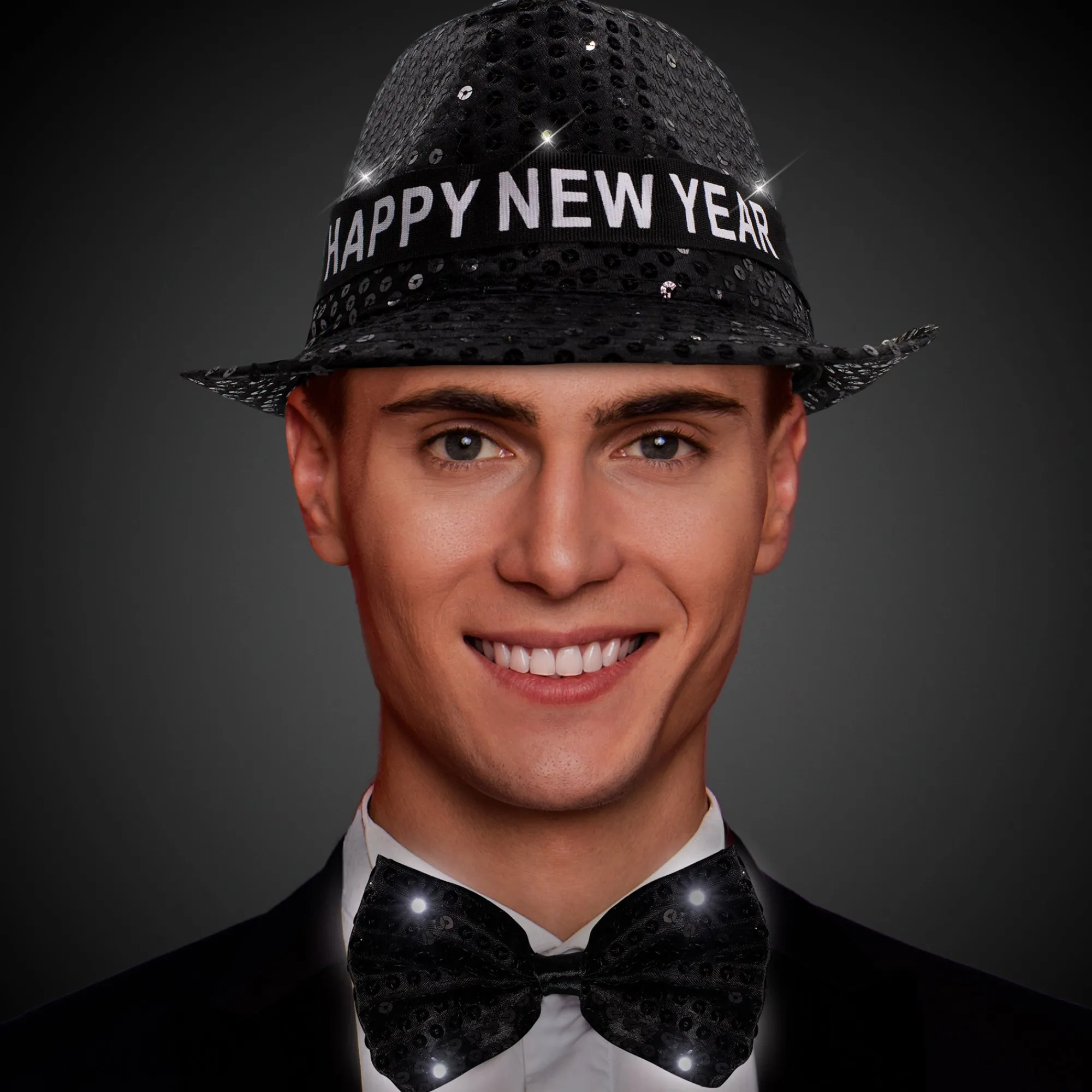 New Windy City Novelties LED Happy New Year Black Fedora