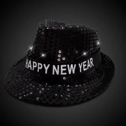 New Windy City Novelties LED Happy New Year Black Fedora