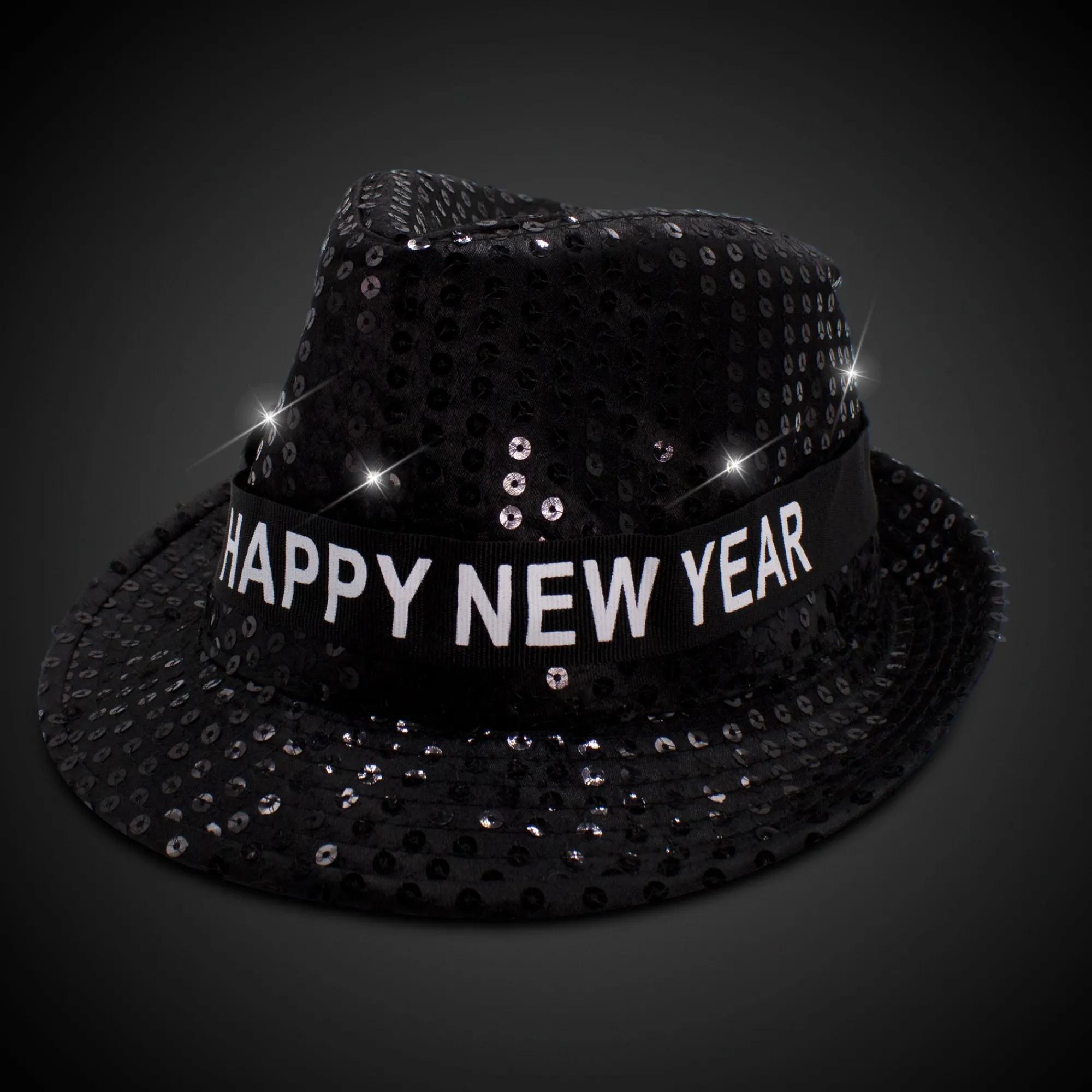 New Windy City Novelties LED Happy New Year Black Fedora