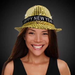 Windy City Novelties LED Happy New Year Gold Fedora