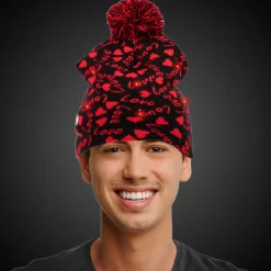 New Windy City Novelties LED Hearts Knit Beanie