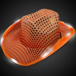 New Windy City Novelties LED Sequin Cowboy Hat Orange