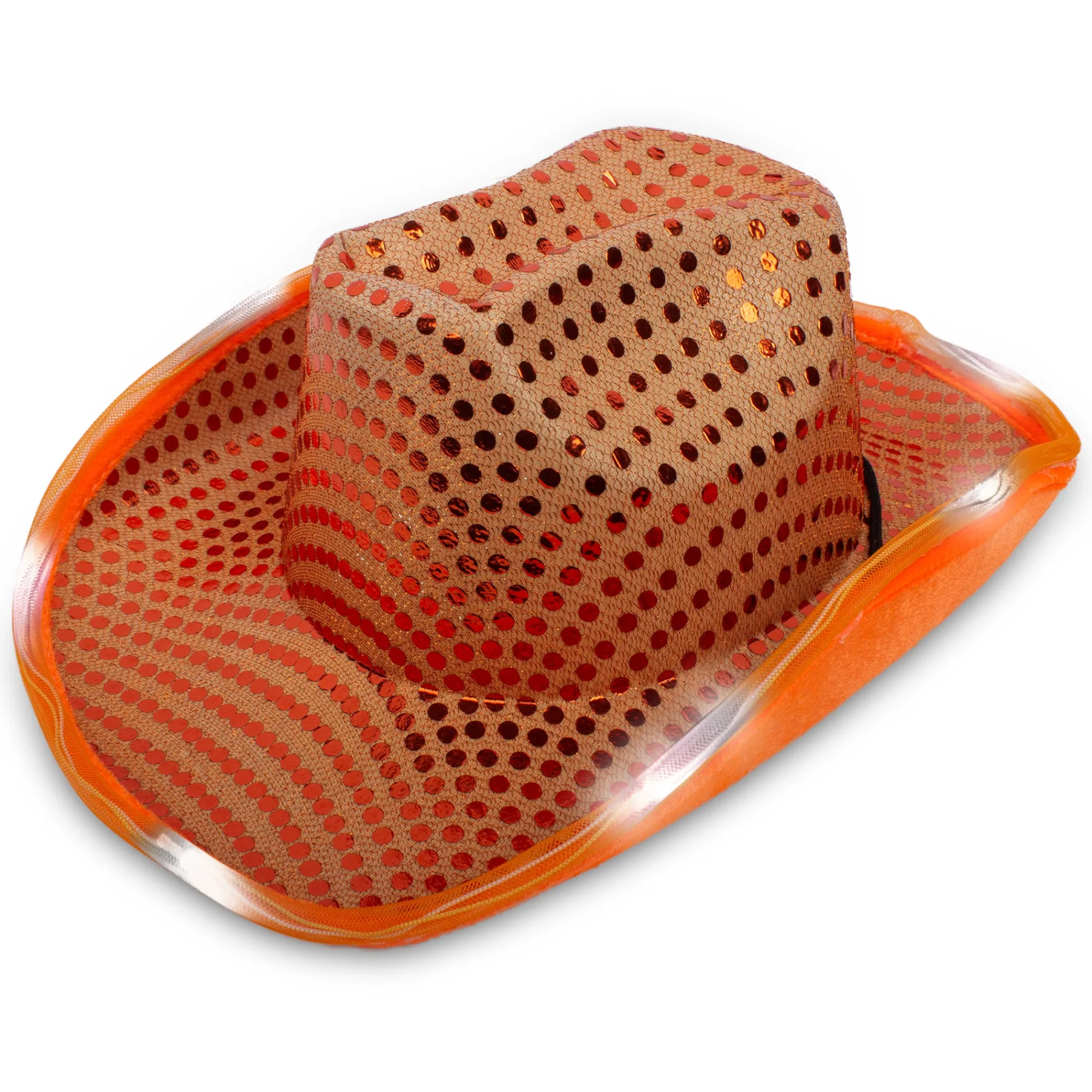 New Windy City Novelties LED Sequin Cowboy Hat Orange