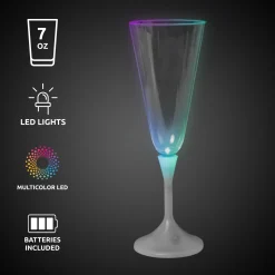 Clearance Windy City Novelties LED 7 oz. Clear Champagne Glass White Stem