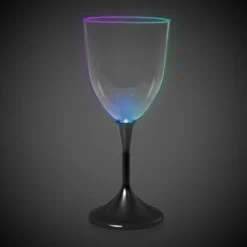New Windy City Novelties LED 10 oz. Clear Wine Glass Black Stem