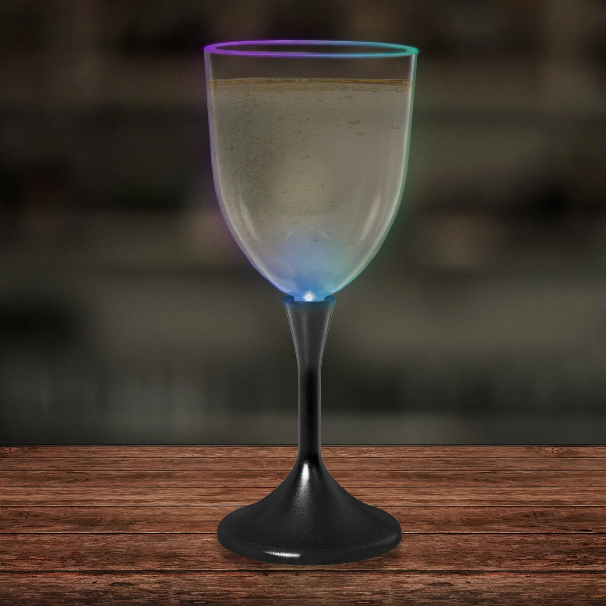 New Windy City Novelties LED 10 oz. Clear Wine Glass Black Stem