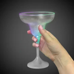 Discount Windy City Novelties LED 10 oz. Frosted Margarita Glass White Stem