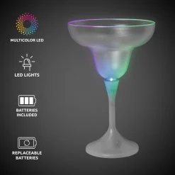Discount Windy City Novelties LED 10 oz. Frosted Margarita Glass White Stem
