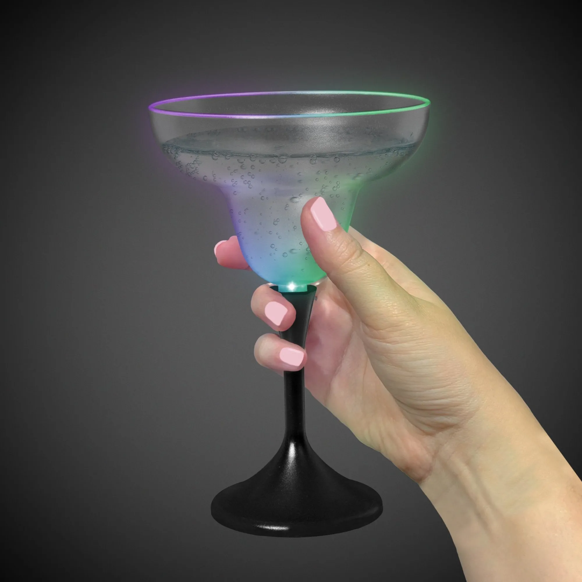 New Windy City Novelties LED 10 oz. Frosted Margarita Glass Black Stem