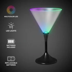 Outlet Windy City Novelties LED 7 oz. Frosted Martini Glass With Black Stem