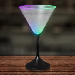 Outlet Windy City Novelties LED 7 oz. Frosted Martini Glass With Black Stem