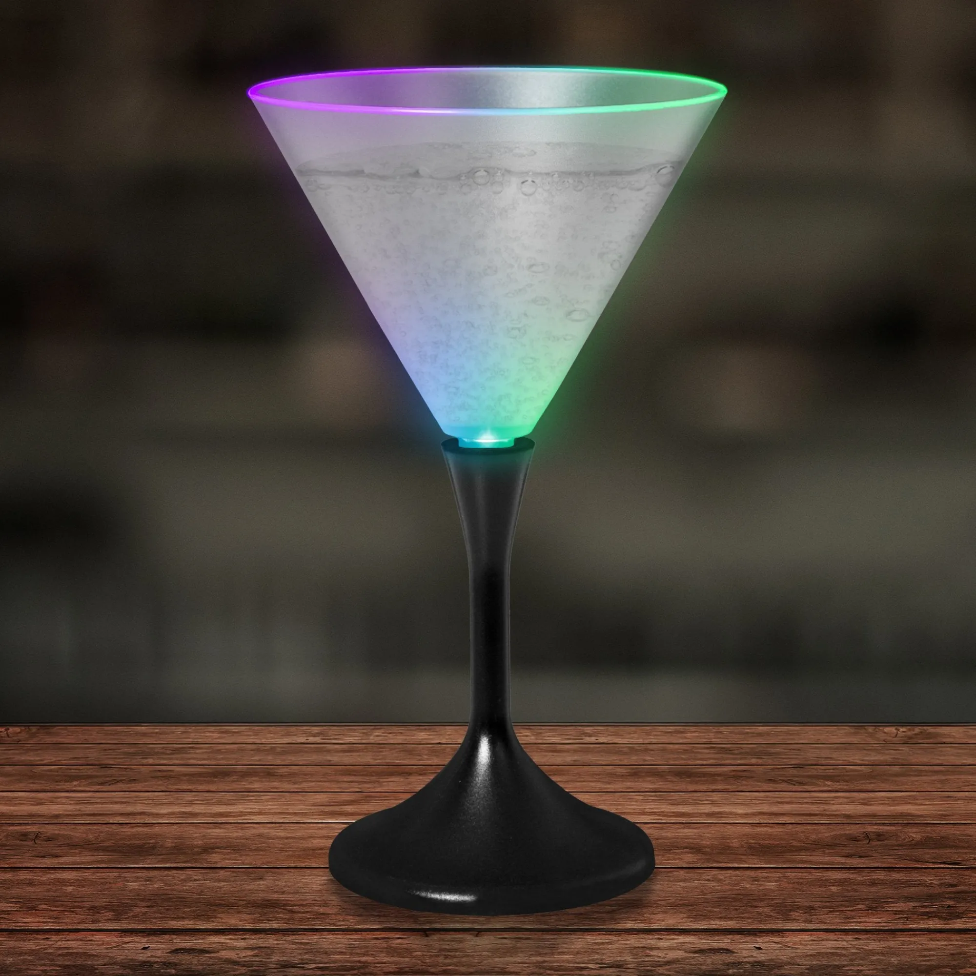 Outlet Windy City Novelties LED 7 oz. Frosted Martini Glass With Black Stem