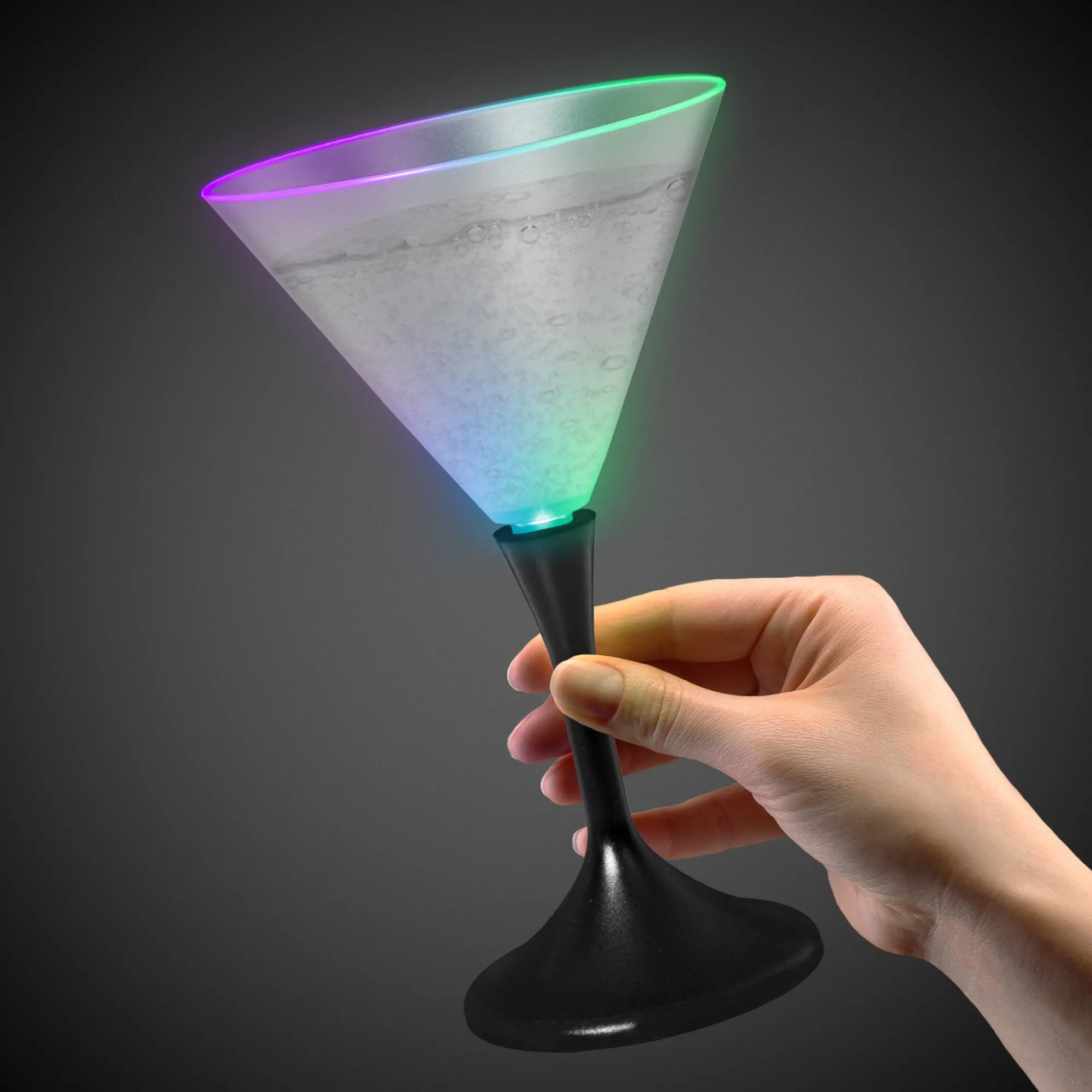 Outlet Windy City Novelties LED 7 oz. Frosted Martini Glass With Black Stem