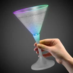 Best Windy City Novelties LED 7 oz. Frosted Martini Glass With White Stem